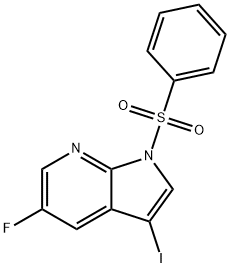 1H-Pyrrolo[2,3-b]pyridine, 5-fluoro-3-iodo-1-(phenylsulfonyl)- 구조식 이미지