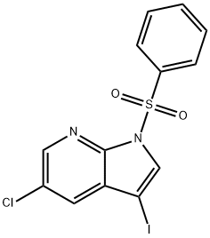 1H-Pyrrolo[2,3-b]pyridine, 5-chloro-3-iodo-1-(phenylsulfonyl)- 구조식 이미지