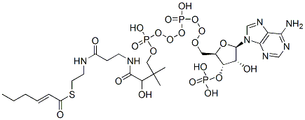 S-[2-[3-[[4-[[[(2R,3S,4R,5R)-5-(6-aminopurin-9-yl)-4-hydroxy-3-phosphonooxyoxolan-2-yl]methoxy-hydroxyphosphoryl]oxy-hydroxyphosphoryl]oxy-2-hydroxy-3,3-dimethylbutanoyl]amino]propanoylamino]ethyl] (E)-hex-2-enethioate 구조식 이미지