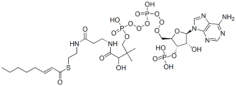 S-[2-[3-[[4-[[[(2R,3S,4R,5R)-5-(6-aminopurin-9-yl)-4-hydroxy-3-phosphonooxyoxolan-2-yl]methoxy-hydroxyphosphoryl]oxy-hydroxyphosphoryl]oxy-2-hydroxy-3,3-dimethylbutanoyl]amino]propanoylamino]ethyl] (E)-oct-2-enethioate 구조식 이미지