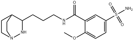 N-[3-[1,2-Diazabicyclo[2.2.2]octan-3-yl]propyl]-2-methoxy-5-sulfamoylbenzamide 구조식 이미지