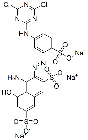 4-Amino-3-[5-(4,6-dichloro-1,3,5-triazin-2-ylamino)-2-sulfophenylazo]-5-hydroxy-2,7-naphthalenedisulfonic acid trisodium salt 구조식 이미지