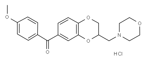 1,4-Benzodioxan, 7-(p-methoxybenzoyl)-2-(morpholinomethyl)-, hydrochlo ride Structure