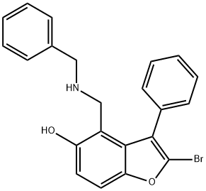 5-BENZOFURANOL, 4-(BENZYLAMINOMETHYL)-2-BROMO-3-PHENYL- Structure