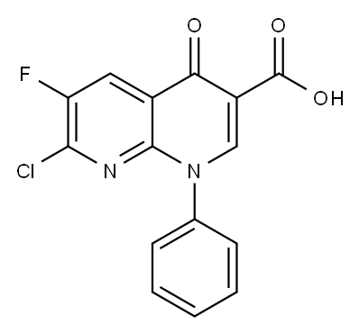 7-CHLORO-6-FLUORO-4-OXO-1-PHENYL-1,4-DIHYDRO-[1,8]NAPHTHYRIDINE-3-CARBOXYLIC ACID 구조식 이미지