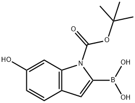 1H-Indole-1-carboxylic acid, 2-borono-6-hydroxy-, 1-(1,1-dimethylethyl) ester 구조식 이미지