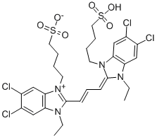 5,6-DICHLORO-2-[3-[5,6-DICHLORO-1-ETHYL-3-(4-SULFOBUTYL)BENZIMIDAZOL-2-YLIDENE]PROPENYL]-1-ETHYL-3-(4-SULFOBUTYL)BENZIMIDAZOLIUM, INNER SALT Structure