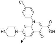 1-(4-CHLORO-PHENYL)-6-FLUORO-4-OXO-7-PIPERAZIN-1-YL-1,4-DIHYDRO-[1,8]NAPHTHYRIDINE-3-CARBOXYLIC ACID 구조식 이미지