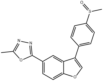 2-Methyl-5-[3-[4-(methylsulfinyl)phenyl]-5-benzofuranyl]-1,3,4-oxadiazole 구조식 이미지