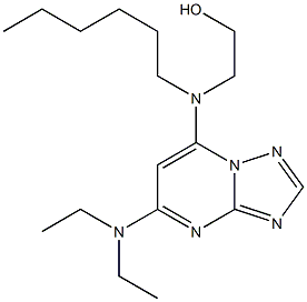 2-[(4-diethylamino-1,5,7,9-tetrazabicyclo[4.3.0]nona-2,4,6,8-tetraen-2 -yl)-hexyl-amino]ethanol 구조식 이미지