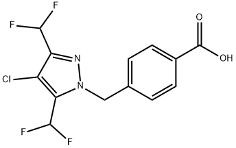 4-{[4-Chloro-3,5-bis(difluoromethyl)-1H-pyrazol-1-yl]methyl}benzoic acid Structure