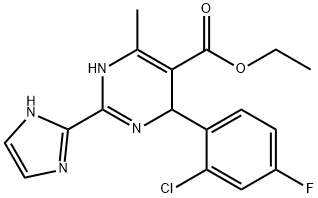 5-Pyrimidinecarboxylic acid, 4-(2-chloro-4-fluorophenyl)-1,4-dihydro-2-(1H-imidazol-2-yl)-6-methyl-, ethyl ester Structure