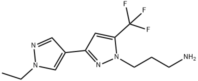 3-[1'-Ethyl-5-(trifluoromethyl)-1H,1'H-3,4'-bipyrazol-1-yl]propan-1-amine Structure