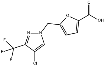 5-{[4-Chloro-3-(trifluoromethyl)-1H-pyrazol-1-yl]methyl}furan-2-carboxylic acid 구조식 이미지