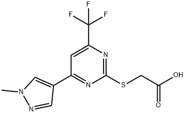 {[4-(1-Methyl-1H-pyrazol-4-yl)-6-(trifluoromethyl)pyrimidin-2-yl]sulfanyl}acetic acid Structure