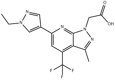 [6-(1-Ethyl-1H-pyrazol-4-yl)-3-methyl-4-(trifluoromethyl)-1H-pyrazolo[3,4-b]pyridin-1-yl]acetic acid Structure