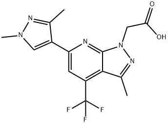 [6-(1,3-Dimethyl-1H-pyrazol-4-yl)-3-methyl-4-(trifluoromethyl)-1H-pyrazolo[3,4-b]pyridin-1-yl]acetic acid Structure