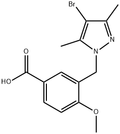 3-[(4-bromo-3,5-dimethyl-1H-pyrazol-1-yl)methyl]-4-methoxybenzoic acid 구조식 이미지