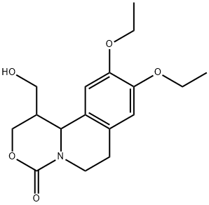 2H,4H-[1,3]Oxazino[4,3-a]isoquinolin-4-one,  9,10-diethoxy-1,6,7,11b-tetrahydro-1-(hydroxymethyl)- 구조식 이미지