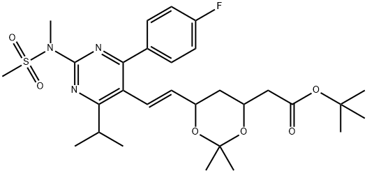 (E)-tert-Butyl 2-(6-(2-(4-(4-fluorophenyl)-6-isopropyl-2-(N-methylmethylsulfon-amdo)pyrimidin-5-y Structure