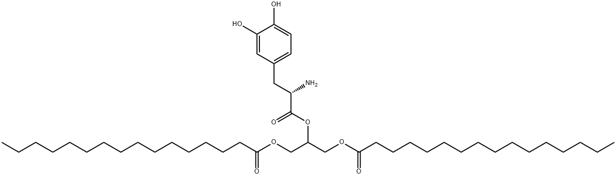 1,3-dihexadecanoyl-2-(2-amino-3-(3,4-dihydroxyphenyl)propanoyl)propane-1,2,3-triol Structure