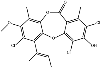 2,4,7-Trichloro-3-hydroxy-8-methoxy-1,9-dimethyl-6-(1-methyl-1-propenyl)-11H-dibenzo[b,e][1,4]dioxepin-11-one Structure