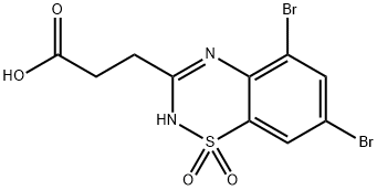 5,7-Dibromo-2H-1,2,4-benzothiadiazine-3-propanoic acid 1,1-dioxide 구조식 이미지