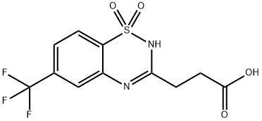 6-(Trifluoromethyl)-2H-1,2,4-benzothiadiazine-3-propanoic acid 1,1-dioxide 구조식 이미지