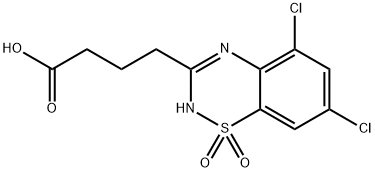 5,7-Dichloro-2H-1,2,4-benzothiadiazine-3-butanoic acid 1,1-dioxide 구조식 이미지
