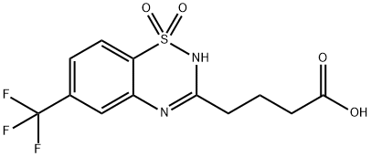 6-(Trifluoromethyl)-2H-1,2,4-benzothiadiazine-3-butanoic acid 1,1-dioxide 구조식 이미지