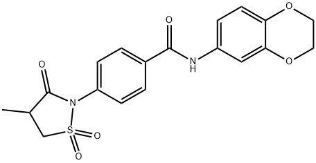 N-(2,3-Dihydro-1,4-benzodioxin-6-yl)-4-(4-Methyl-1,1-dioxido-3-oxo-2-isothiazolidinyl)benzaMide 구조식 이미지