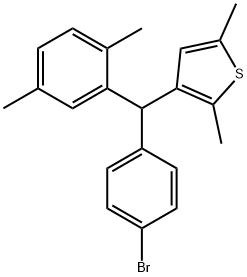 3-((4-브로모페닐)(2,5-디메틸페닐)메틸)-2,5-디메틸티오펜 구조식 이미지