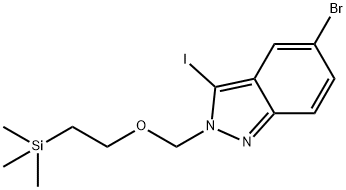 2H-INDAZOLE, 5-BROMO-3-IODO-2-[[2-(TRIMETHYLSILYL)ETHOXY]METHYL]- 구조식 이미지