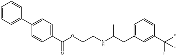 2-[1-[3-(trifluoromethyl)phenyl]propan-2-ylamino]ethyl 4-phenylbenzoat e Structure