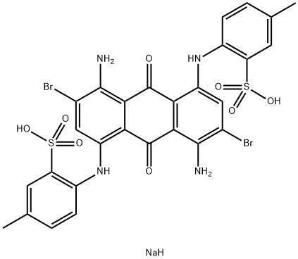 Benzenesulfonic acid, 2,2'-[(4,8-diamino-3,7-dibromo- 9,10-dihydro-9,10-dioxo-1,5-anthracenediyl)diimino ]bis[5-methyl-, disodium salt Structure