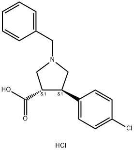Trans-1-benzyl-4-(4-chlorophenyl)pyrrolidine-3-carboxylic acid-HCl 구조식 이미지