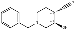 4-Piperidinecarbonitrile, 3-hydroxy-1-(phenylMethyl)-, (3R,4R)-rel- 구조식 이미지