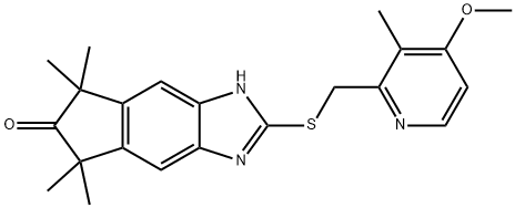 5,7-Dihydro-2-[(4-methoxy-3-methyl-2-pyridinyl)methylthio]-5,5,7,7-tetramethylindeno[5,6-d]imidazol-6(1H)-one 구조식 이미지