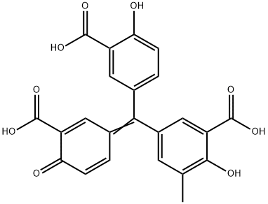5-[(3-Carboxy-4-hydroxyphenyl)(3-carboxy-4-oxo-2,5-cyclohexadien-1-ylidene)methyl]-2-hydroxy-3-methylbenzoic acid 구조식 이미지