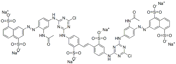 4,4'-Bis[4-[3-acetylamino-4-(4,8-disulfo-2-naphtylazo)anilino]-6-chloro-1,3,5-triazin-2-ylamino]-2,2'-stilbenedisulfonic acid hexasodium salt Structure