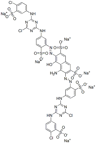 4-Amino-3,6-bis[5-[4-chloro-6-(4-chloro-3-sulfoanilino)-1,3,5-triazin-2-ylamino]-2-sulfophenylazo]-5-hydroxy-2,7-naphthalenedisulfonic acid hexasodium salt 구조식 이미지