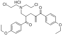 2-((Bis(2-chloroethyl)amino)methyl)-1,5-bis(4-ethoxyphenyl)-4-methylen e-1,5-pentanedione HCl 구조식 이미지