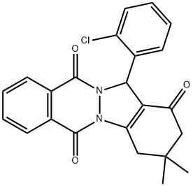 13-(2-CHLORO-PHENYL)-3,3-DIMETHYL-2,3,4,13-TETRAHYDRO-INDAZOLO[1,2-B]PHTHALAZINE-1,6,11-TRIONE Structure