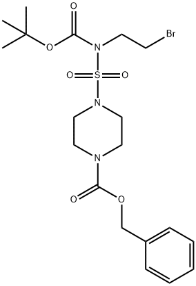 벤질4-{[(2-브로모에틸)(tert-부톡시카르보닐)아미노]술포닐}테트라히드로-1(2H)-피라진카르복실레이트 구조식 이미지