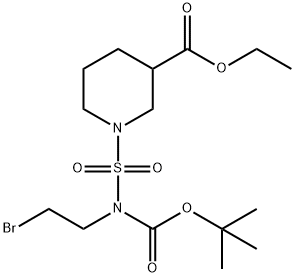 에틸1-(N-(2-브로모에틸)-N-(tert-부톡시카르보닐)설파모일)피페리딘-3-카르복실레이트 구조식 이미지