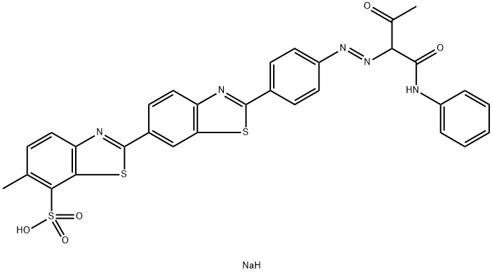 sodium 6-methyl-2'-[4-[[2-oxo-1-[(phenylamino)carbonyl]propyl]azo]phenyl][2,6'-bibenzothiazole]-7-sulphonate 구조식 이미지