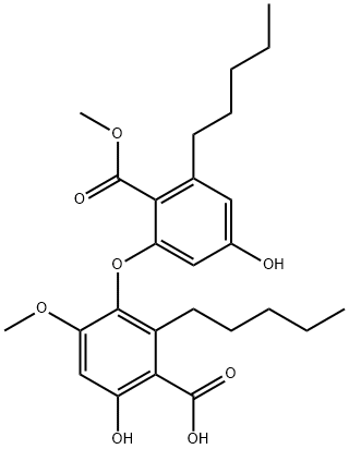 5-[5-Hydroxy-2-(methoxycarbonyl)-3-pentylphenoxy]-4-methoxy-6-pentylsalicylic acid 구조식 이미지