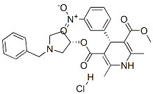 3,5-피리딘디카르복실산,1,4-디히드로-2,6-디메틸-4-(3-니트로페닐)-,메틸1-(페닐메틸)-3-피롤리디닐에스테르,모노염산염,(R*,R*)-(+-)- 구조식 이미지