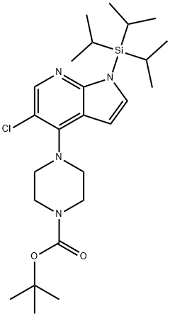 TERT-BUTYL4-(5-CHLORO-1-(TRIISOPROPYLSILYL)-1H-PYRROLO[2,3-B]PYRIDIN-4-YL)PIPERAZINE-1-CARBOXYLATE 구조식 이미지