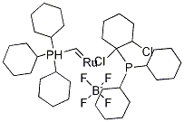 Dichloro(tricyclohexylphosphine)[(tricyclohexylphosphoranyl)methylidene]ruthenium(II) tetrafluoroborate 구조식 이미지